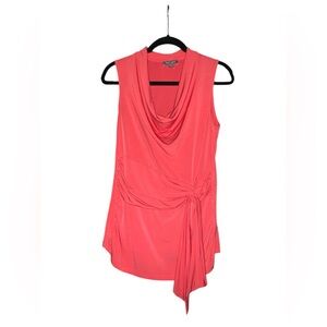 Roz & Ali‎ Coral Drape Front With Ruching Sleeveless Blouse Size Small